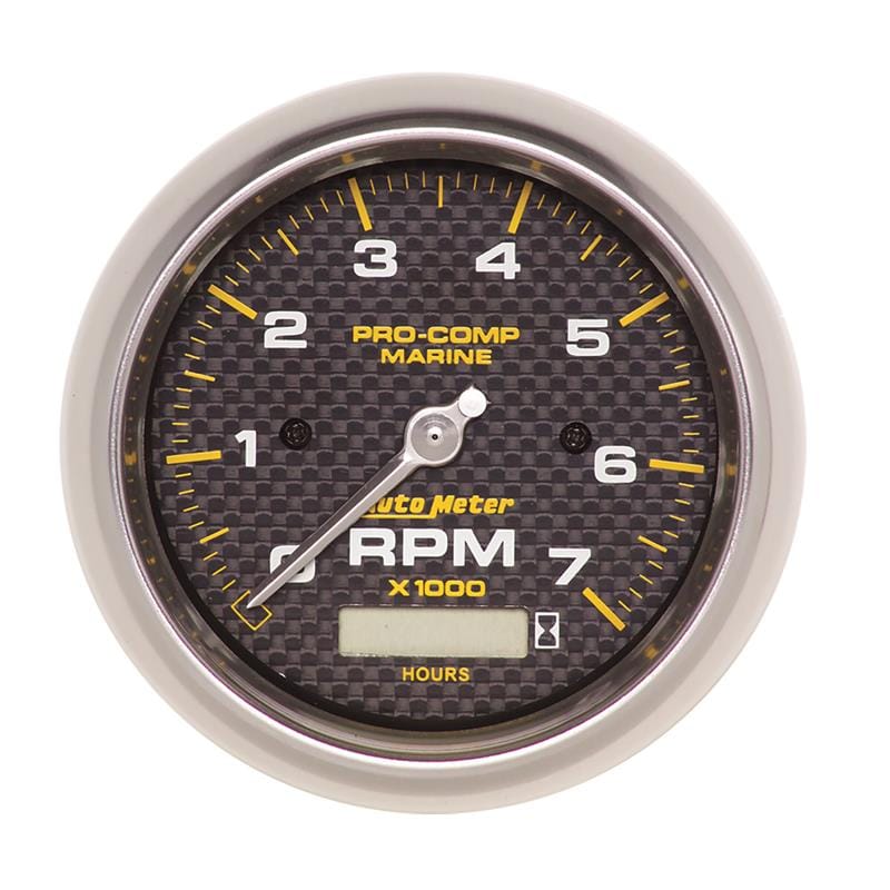 AutoMeter — Autometer Marine Carbon Fiber Ultra-Lite 3-3/8in 7K RPM w/Hourmeter Tachometer Gauge
3.4" TC/HR 7KRPM MCF