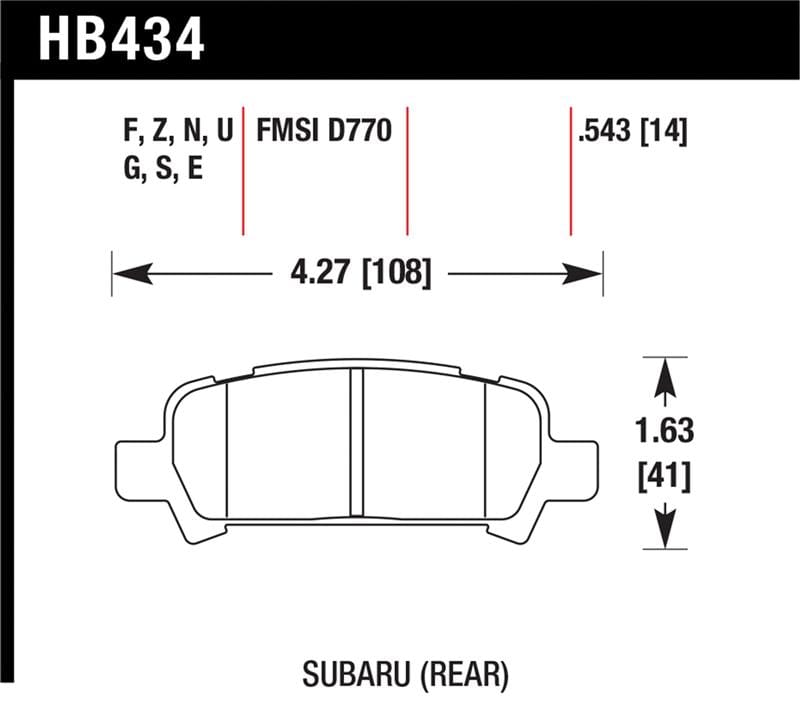 Hawk Performance — Hawk 02-03 WRX / 05-08 LGT D770 Performance Ceramic Street Rear Brake Pads
Disc Brake Pad