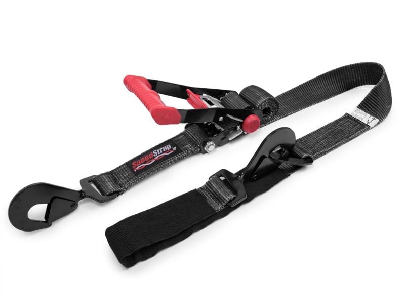 SpeedStrap — SpeedStrap 2In x 8Ft Ratchet Tie Down w/ Twisted Snap Hooks & Axle Strap Combo - Black