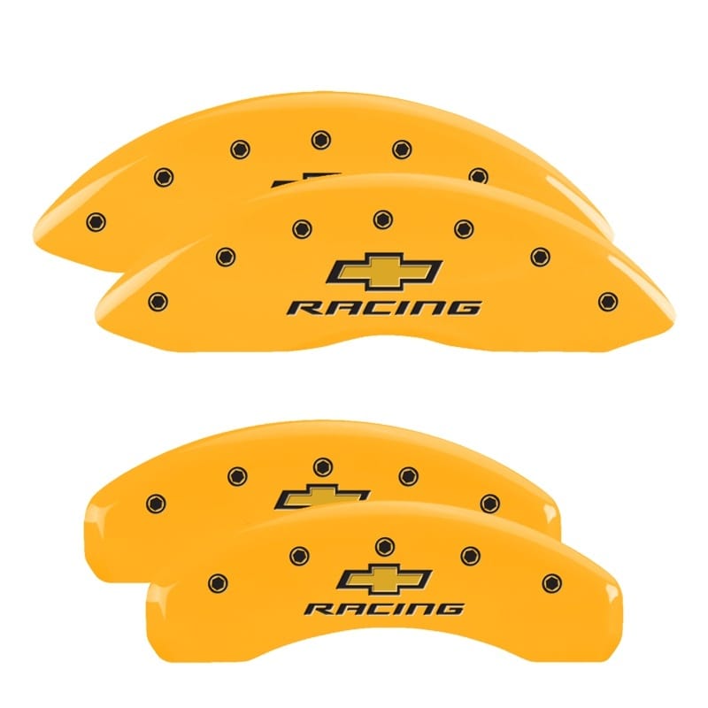 MGP — MGP 4 Caliper Covers Engraved Front & Rear Chevy racing Yellow finish black ch
Caliper Covers