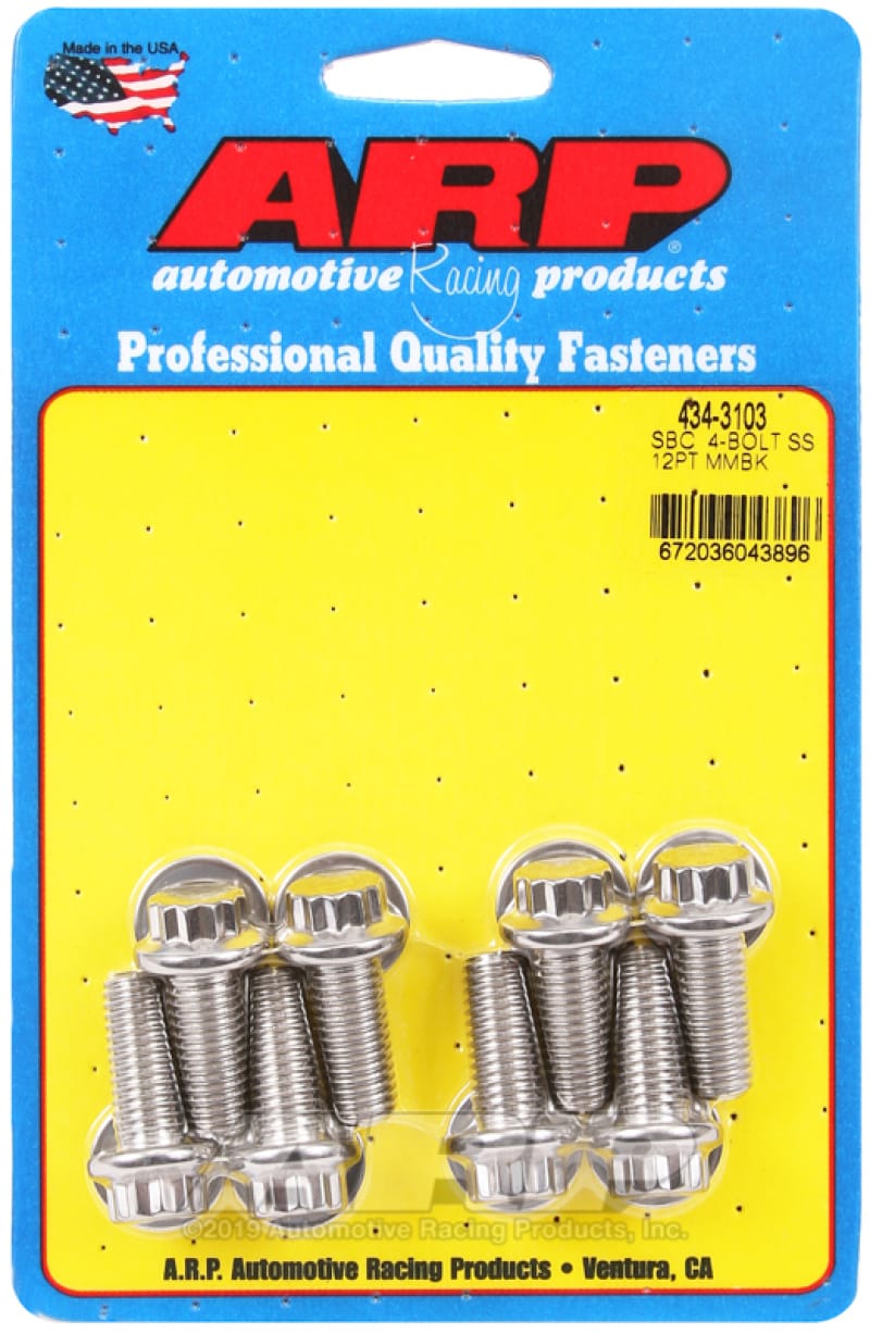 ARP — ARP SB Chevy 4-Bolt SS 12pt Motor Mount Bolt Kit