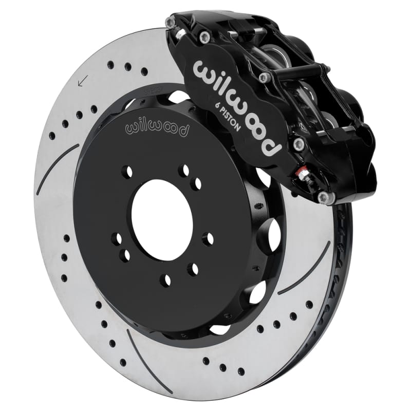 Wilwood — Wilwood 95-98 Nissan Skyline Superlite 6R Front BBK w/ 14.00in D/S Rotors & Flexlines - Black
