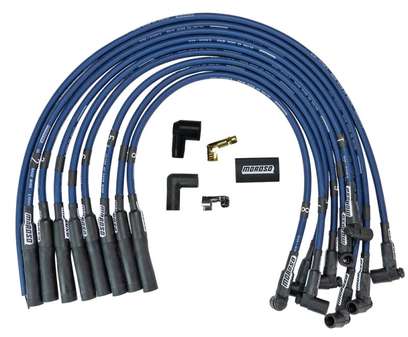 Moroso — Moroso Chevrolet Big Block Ignition Wire Set - Ultra 40 - Unsleeved - HEI - Over Valve - Blue
