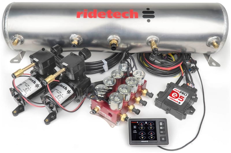 Ridetech — Ridetech RidePro E5 Air Ride Control System 5 Gal Dual Compressor High Flow Big Red 3/8in Valves
Comp. Kit 5 Gallon B