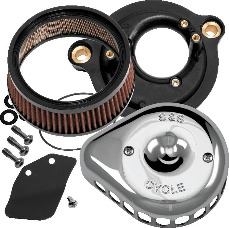 S&S Cycle — S&S Cycle 2017+ M8 Models Stealth Air Cleaner Kit w/ Chrome Mini Teardrop Cover