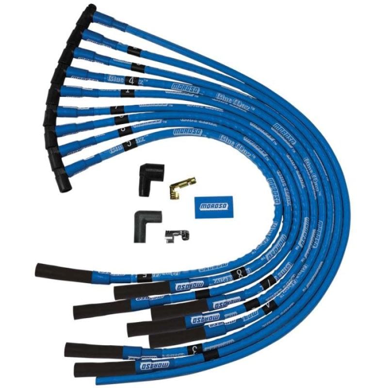 Moroso — Moroso Chevrolet Big Block Ignition Wire Set - Blue Max - Spiral Core - Sleeved - HEI - Straight