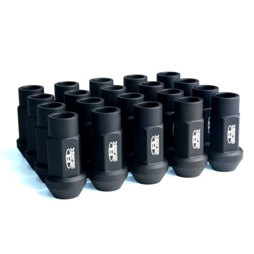 BLOX Racing — BLOX Racing Street Series Forged Lug Nuts - Flat Black 12 x 1.5mm - Set of 20 (New Design)