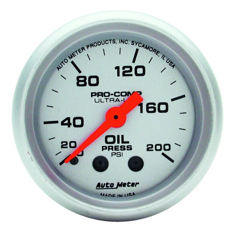AutoMeter — Autometer Ultra-Lite 52mm 0-200 PSI Mechanical Oil Pressure Gauge
2" OIL PRESS, 0-200