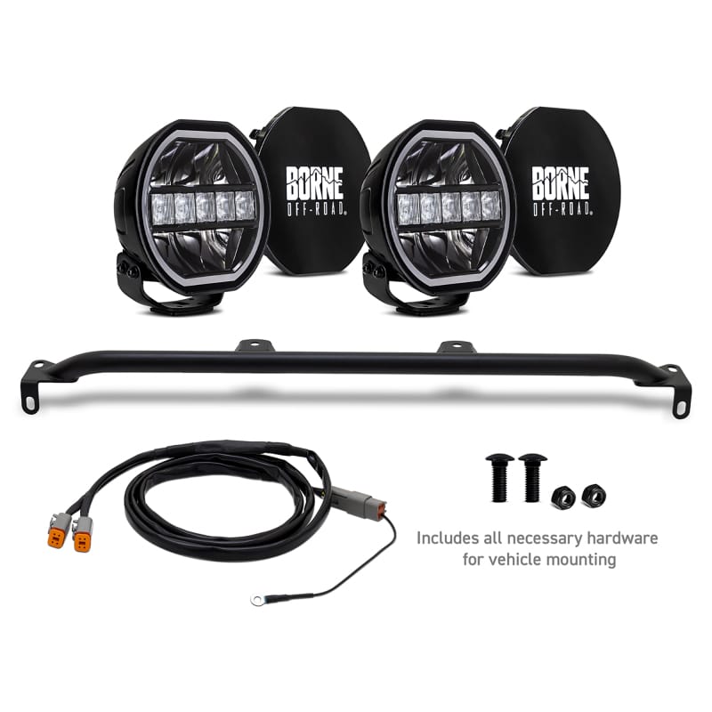 Borne Off-Road — Borne Off-Road 2021+ Ford Bronco Direct Fit Lights - Mod Bumper - 2in x 7in Round - Bumper - Up