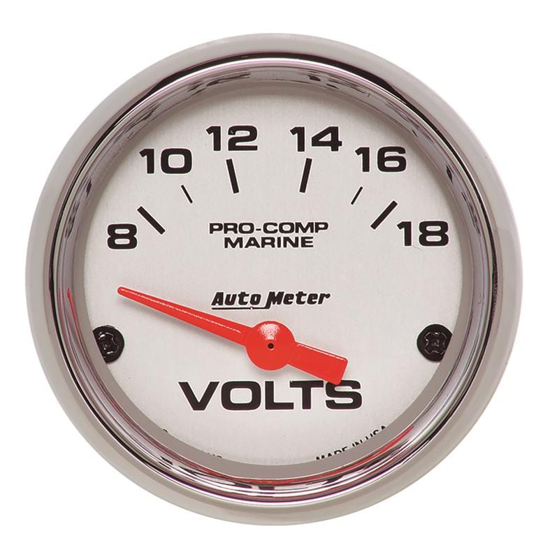 AutoMeter — Autometer Marine Chrome Ultra-Lite 2-1/16in 18V Electric Voltmeter Gauge
GA 2" VOLT 18V MC