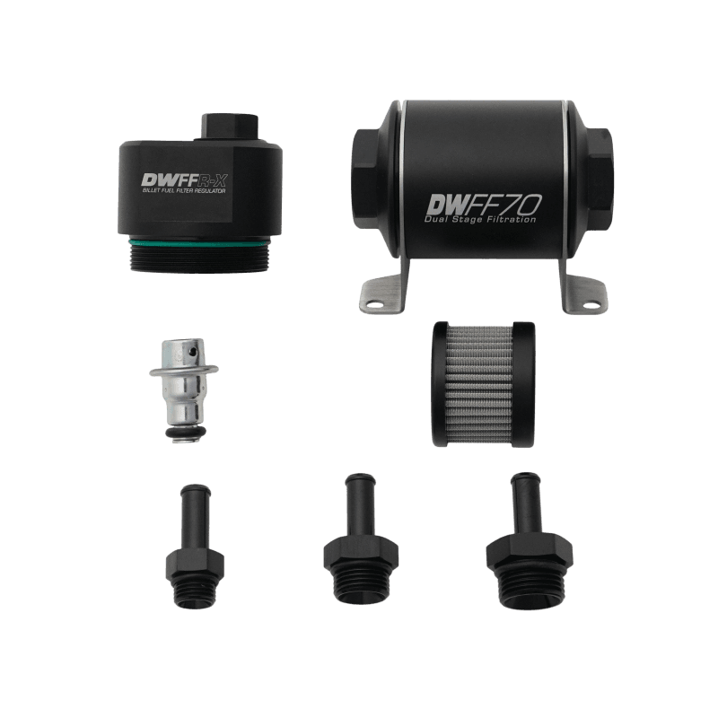 DeatschWerks — DeatschWerks DWFFR-X 70mm Billet Fuel Filter Regulator - 10 Micron with 3/8in Fittings
Filtration