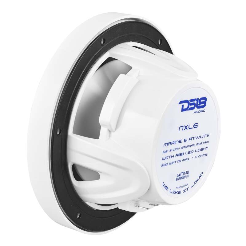 DS18 — DS18 NXL Series Coaxial Marine Speaker w/ RGB Lights 6.5in 2-Way 100 Watts RMS 4 ohm White