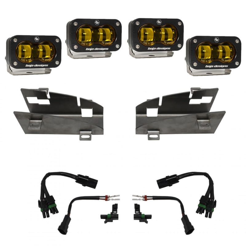 Baja Designs — Baja Designs 19-22 Dodge RAM 1500 Rebel / 21-22 1500 TRX S2 SAE Dual Fog Pocket Light Kit - Amber