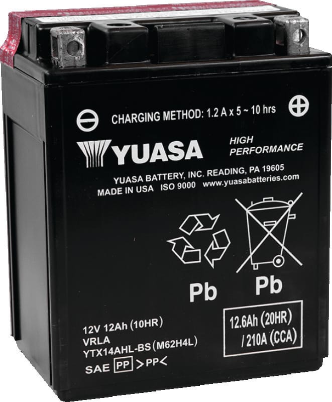 Yuasa Battery — Yuasa YTX14AHL-BS High Performance AGM 12-Volt Battery w/Bottle
