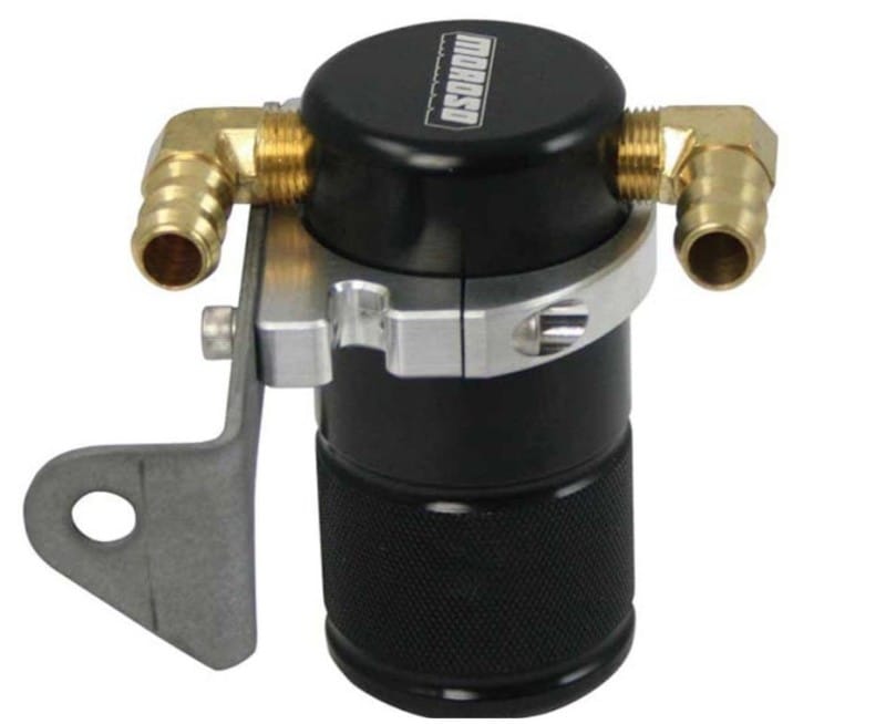 Moroso — Moroso Chrysler 5.7L (w/Aftermarket Intake) Air/Oil Separator Catch Can - Billet Aluminum - Black