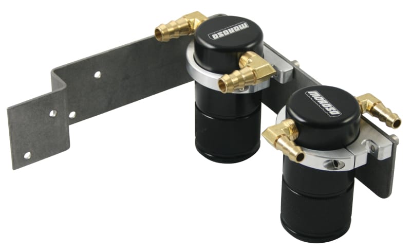 Moroso — Moroso 08-14 Subaru STi (w/Top Mount Intercooler) Air/Oil Separator Catch Can - Billet Alum - Black