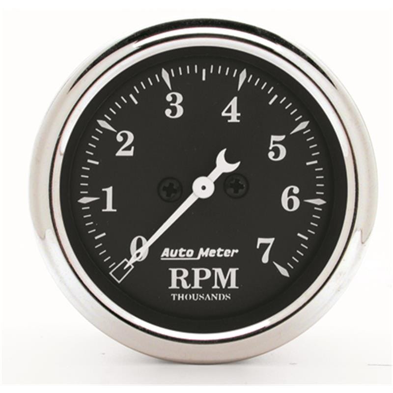 AutoMeter — GAUGE, TACHOMETER, 2 1/16", 7K RPM, IN-DASH, OLD TYME BLACK