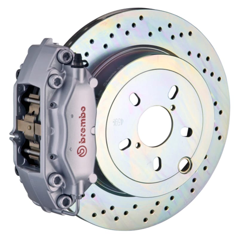 Brembo — Brembo 66-89 911S/SC/Carrera Rear GT BBK 4 Piston Cast 2pc 309x28 1pc Rotor Drilled-Silver