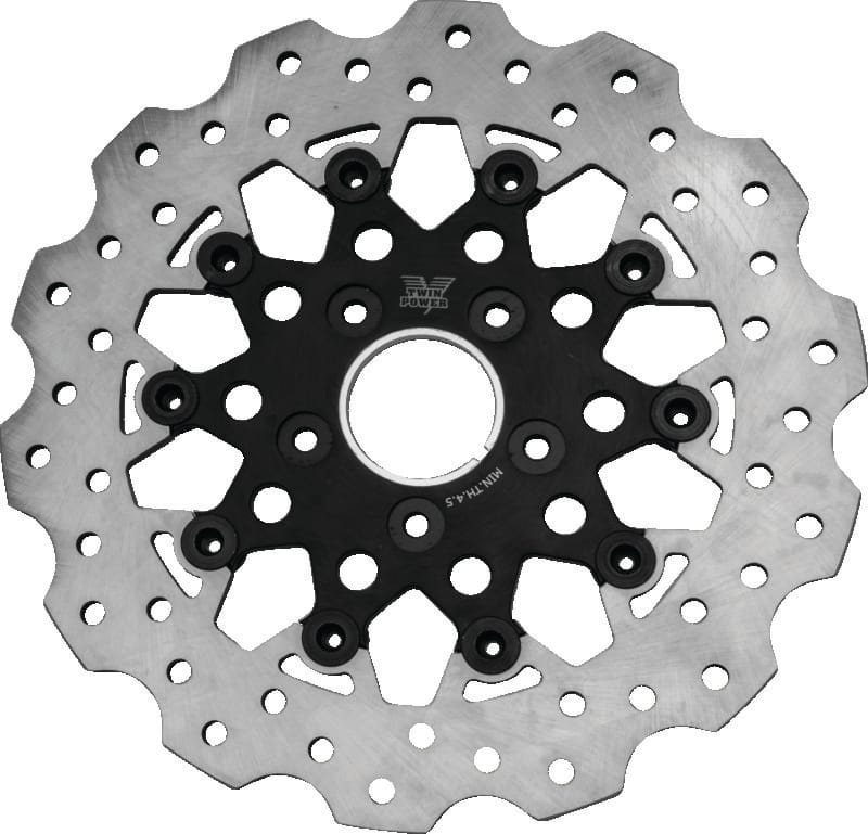 TwinPower — Scalloped Floating Rotor Black Mesh, Front, 11.5 in.