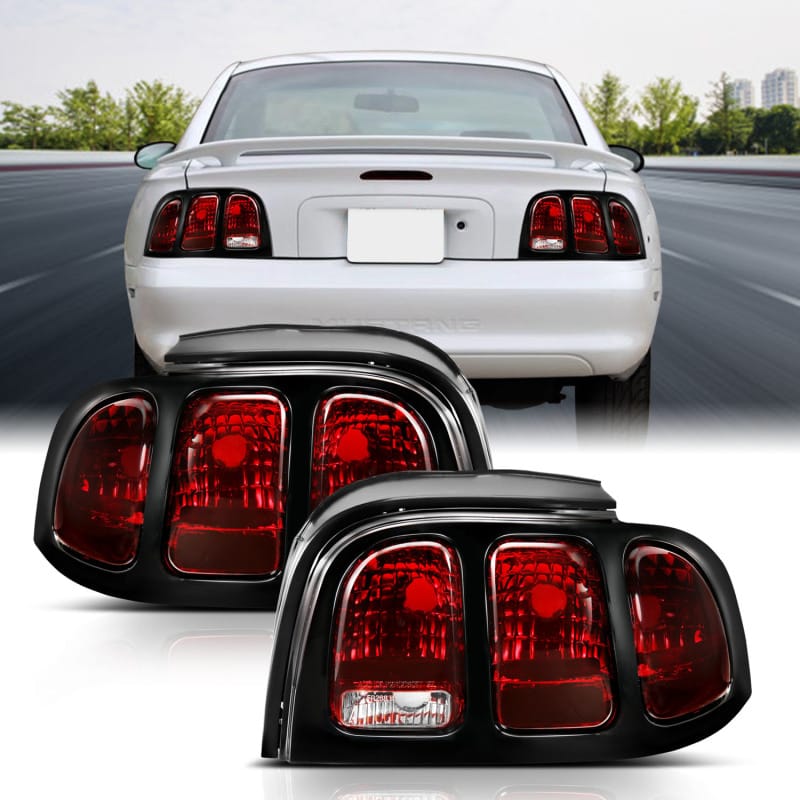 ANZO — ANZO 1994-1998 Ford Mustang Taillight Dark Red Lens (OE Style)