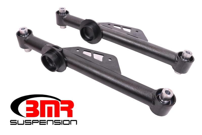 BMR Suspension — BMR 79-98 Fox Mustang Non-Adj. Lower Control Arms w/ Spherical Bearings - Black Hammertone