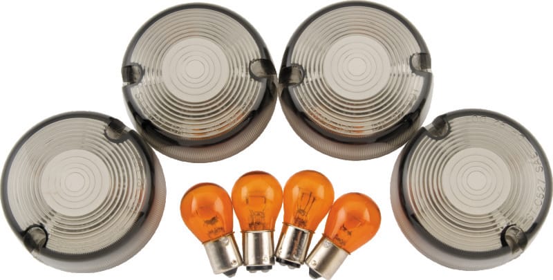 Bikers Choice — Bikers Choice 86-99 FXST 86-01 FXD FXR XL Smoked Turn Signal Lens/Amber Bulb Kit Repl H-D 69306-02
