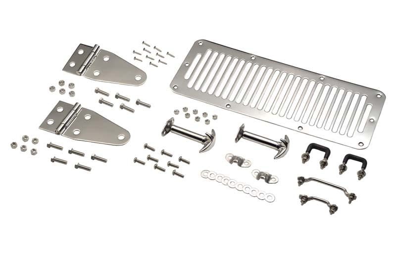 Kentrol — Kentrol 78-95 Jeep CJ/Wrangler YJ Hood Kit - Polished Silver