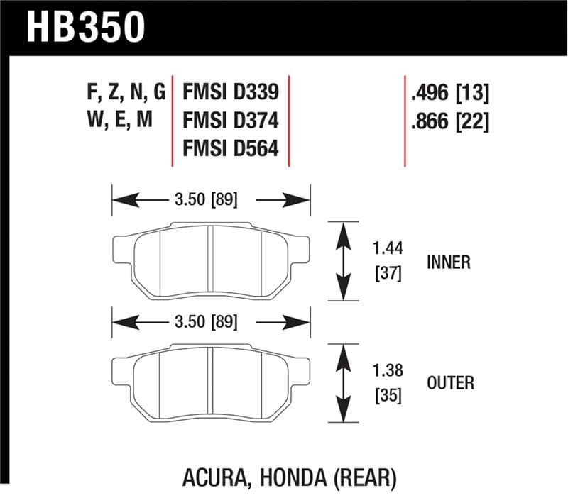 Hawk Performance — Hawk 90-01 Acura Integra (excl Type R) / 98-00 Civic Coupe Si Performance Ceramic Street Rear Brake
Disc Brake Pad