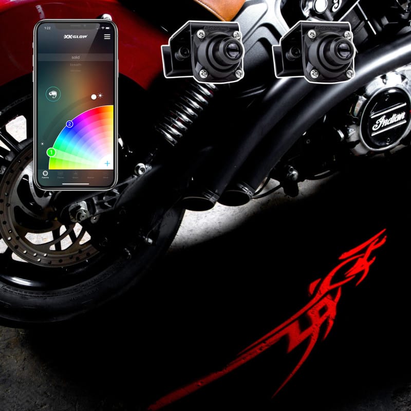 XKGLOW — XK Glow Curb FX Bluetooth XKchrome App Waterproof LED Projector Welcome Light Tatoo Style 2pc