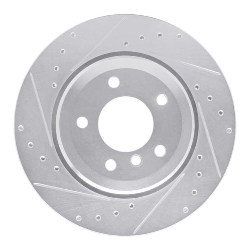 R1 Concepts — R1 01-06 BMW 330CI Rear Left Drilled & Slotted Silver Brake Rotor