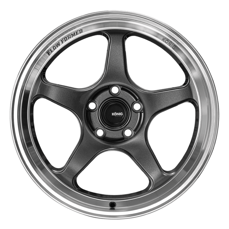 Konig — Konig Hyperspec 18x8.5 5X114.3 ET35 Anthracite Metallic Wheel w/ Mirror Machined Lip