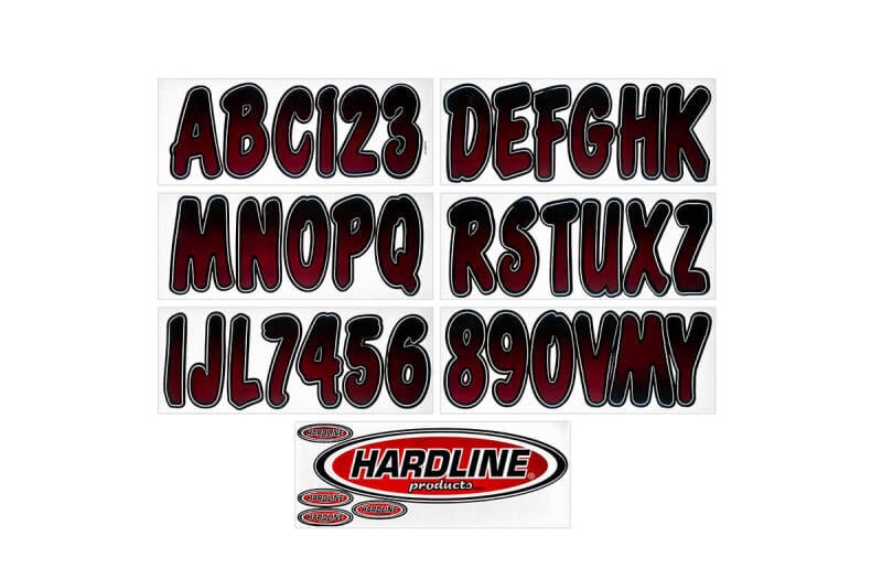 Hardline — Hardline Boat Lettering Registration Kit 3 in. - 200 Burgundy/Black