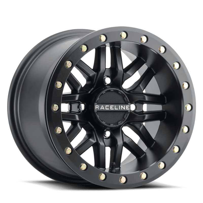 Raceline — Raceline A91B Ryno 15x7in / 4x156 BP / 10mm Offset / 132.5mm Bore - Satin Black Beadlock Wheel