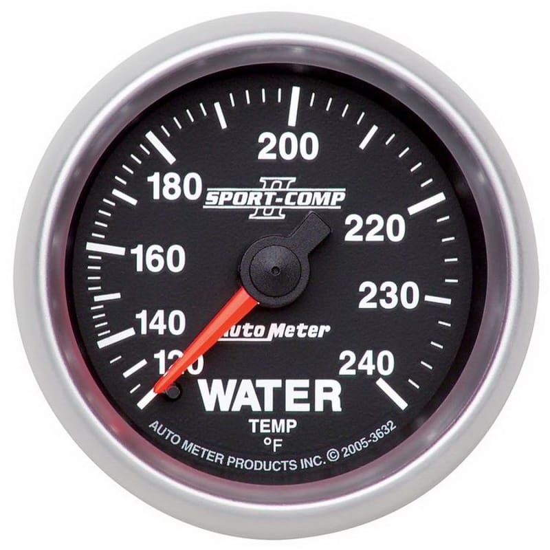 AutoMeter — Autometer Sport-Comp II 52mm 120-240 F Mechanical Water Temperature Gauge
2-1/16" WATER TEMP,