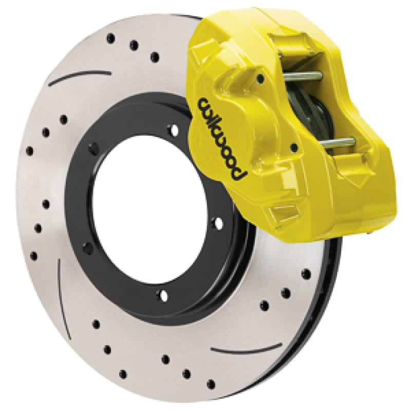 Wilwood — Wilwood 75-83 Porsche 911 D45 11.10in. Front Brake Kit w/ Flex Lines - Drilled Rotors (Yellow)