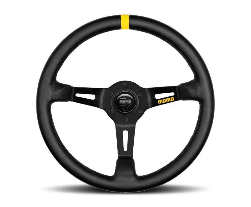 MOMO — Momo MOD08 Steering Wheel 350 mm - Black Leather/Black Spokes/1 Stripe