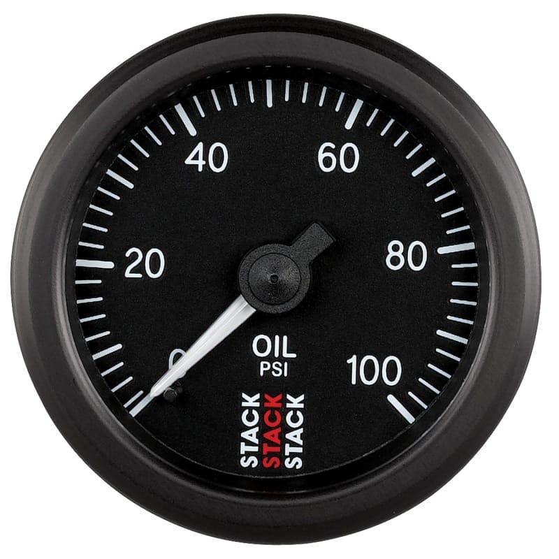 AutoMeter — Autometer Stack 52mm 0-100 PSI 1/8in NPTF (M) Mechanical Oil Pressure Gauge - Black
Ga OP Mech Bk 100psi
