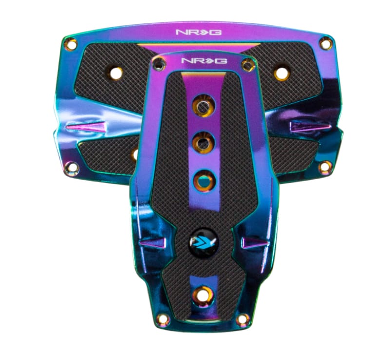 NRG — NRG Aluminum Sport Pedal A/T - Neochrome w/Black Rubber Inserts