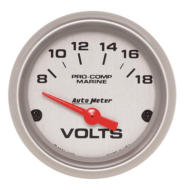 AutoMeter — GAUGE, VOLTMETER, 2 1/16", 18V, ELECTRIC, MARINE SILVER