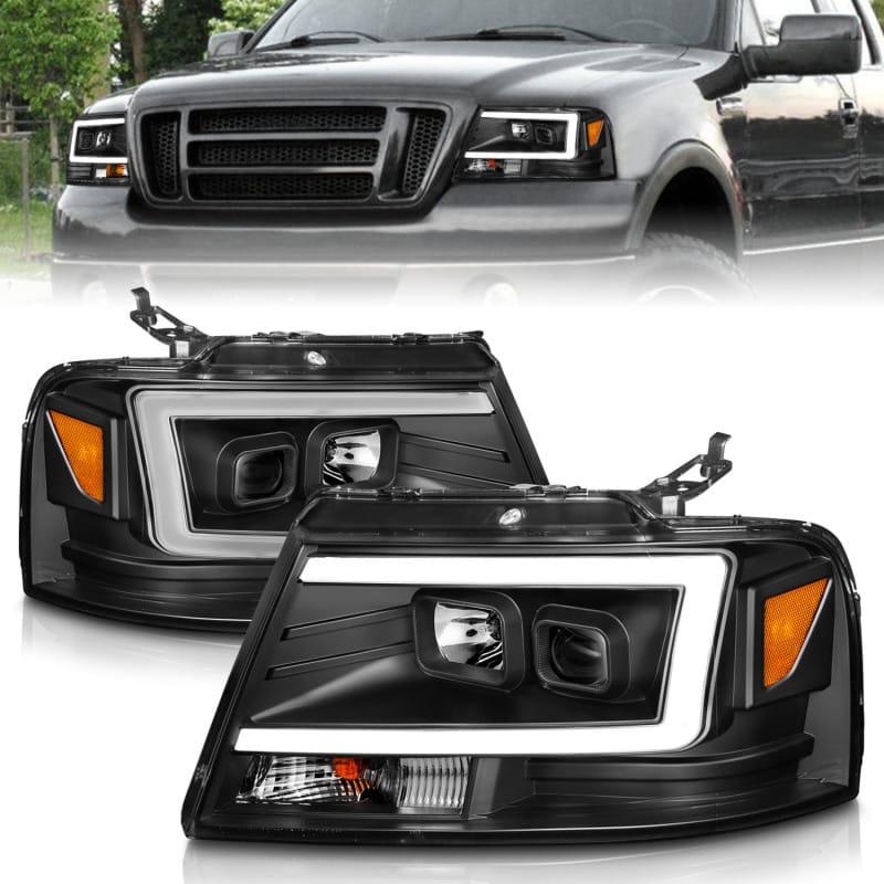 ANZO — ANZO 2004-2008 Ford F-150 Projector Headlights w/ Light Bar Black Housing
Head Light Set
HdLtSet