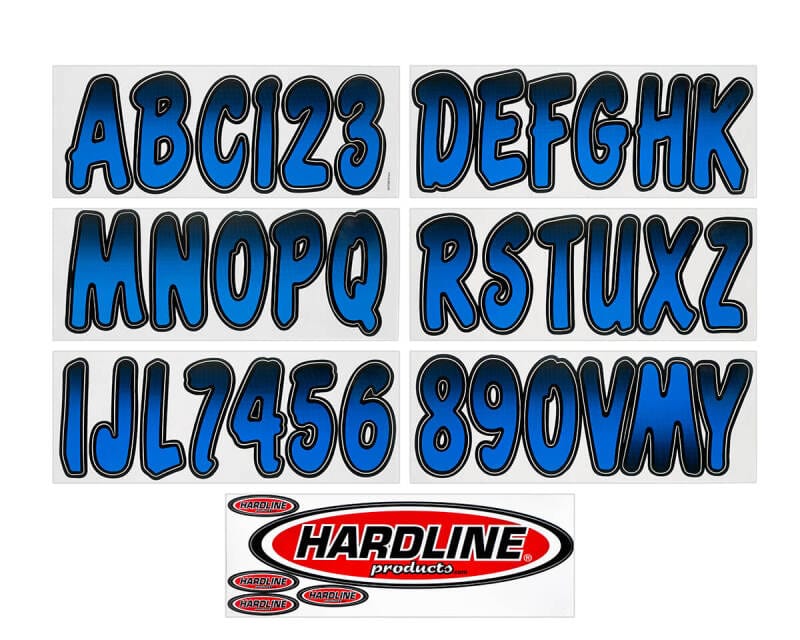 Hardline — Hardline Boat Lettering Registration Kit 3 in. - 200 Blue/Black
