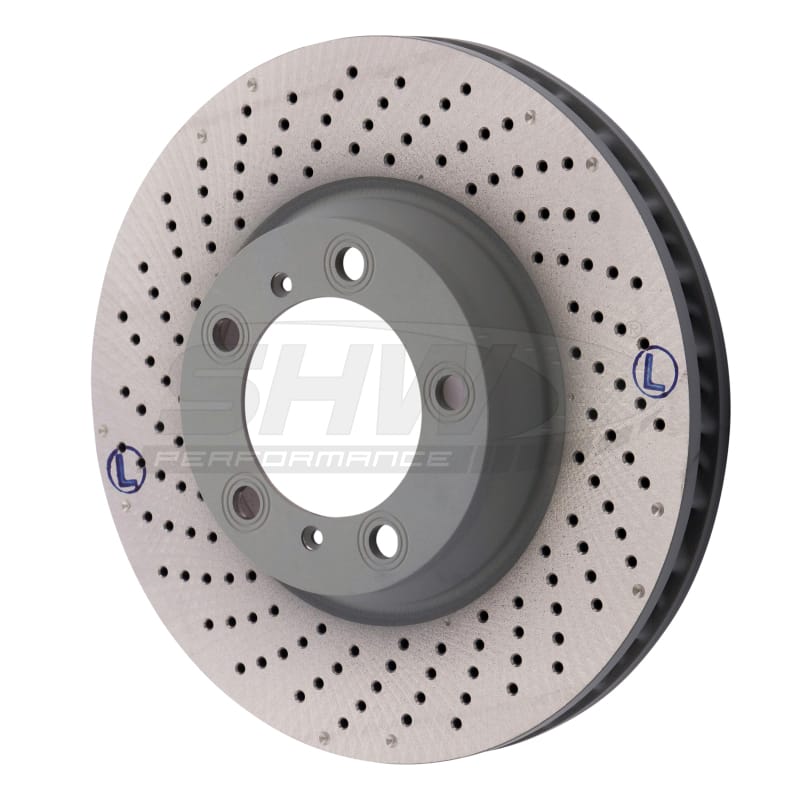 SHW Performance — SHW 2012 Porsche 911 Carrera4 GTS 3.8L w/o Ceramic Brakes Left Frt Drill-Dimp MB Rotor (99635140904)