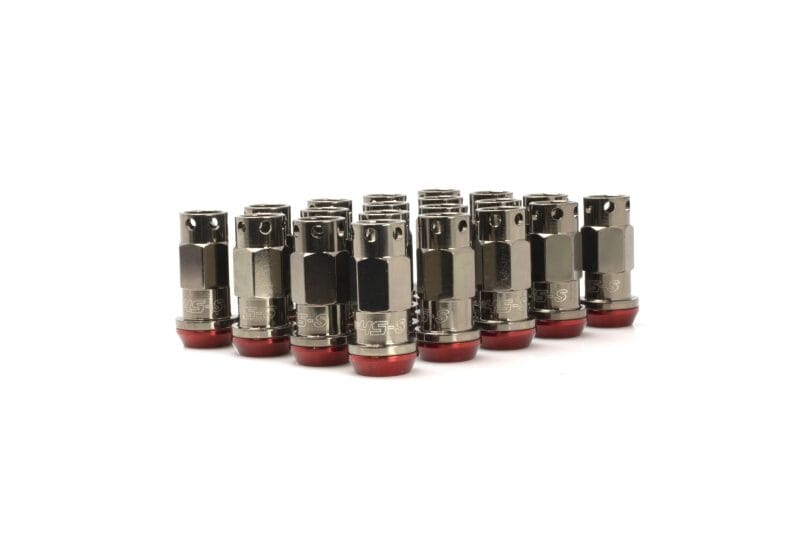 Wheel Mate — Wheel Mate Muteki SR45-S Lug Nut Kit 12x1.50 - Smoke Titanium w/ Red Washers