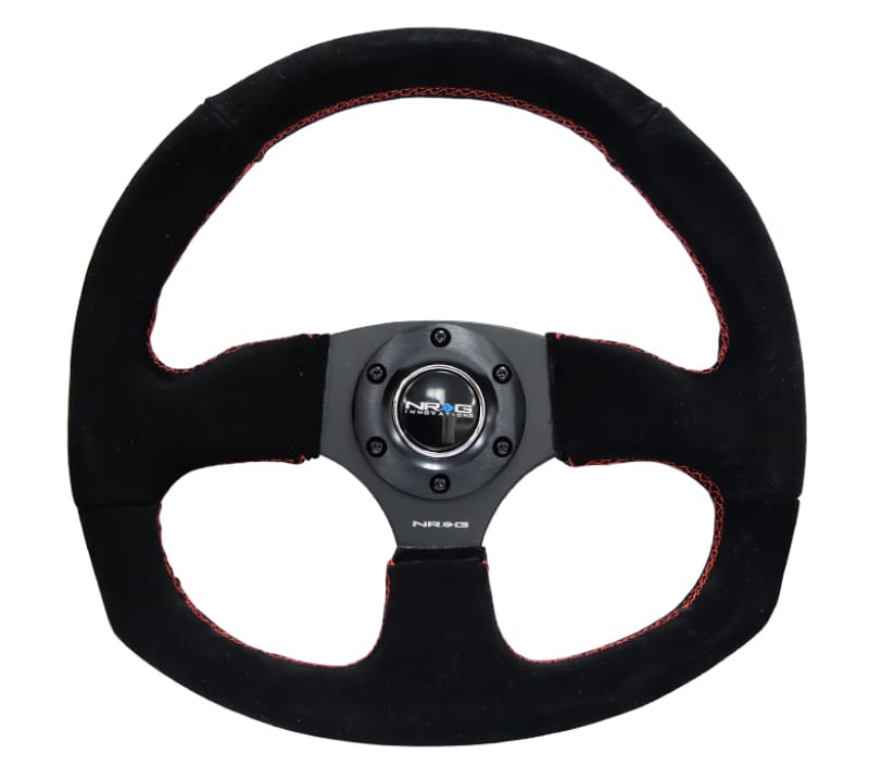 NRG — NRG Reinforced Steering Wheel (320mm Horizontal / 330mm Vertical) Suede w/Red Stitch