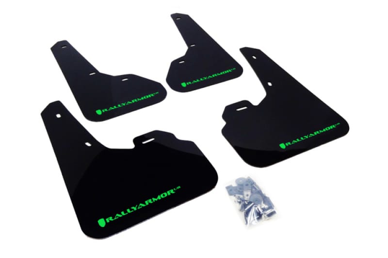 Rally Armor — Rally Armor 10-13 Mazda3/Speed3 (Hatch/Sedan) Black UR Mud Flap w/Green Logo