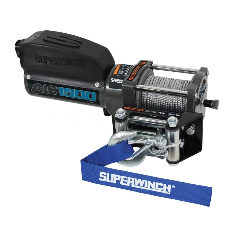 Superwinch — Superwinch 1,500 lbs. 1.1 HP 120V AC 1/8 In x 35ft. Wire Rope - Gray Wrinkle