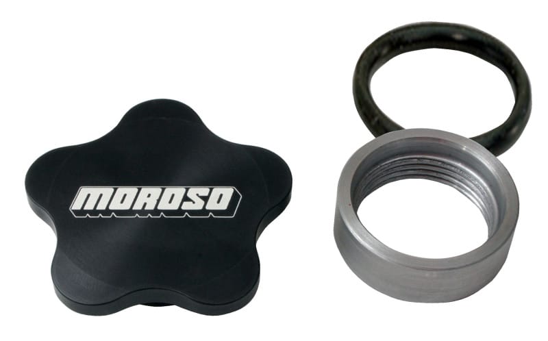 Moroso — Moroso Universal Filler Cap Kit - 1-3/8-12 - Aluminum Bung - Black Anodized