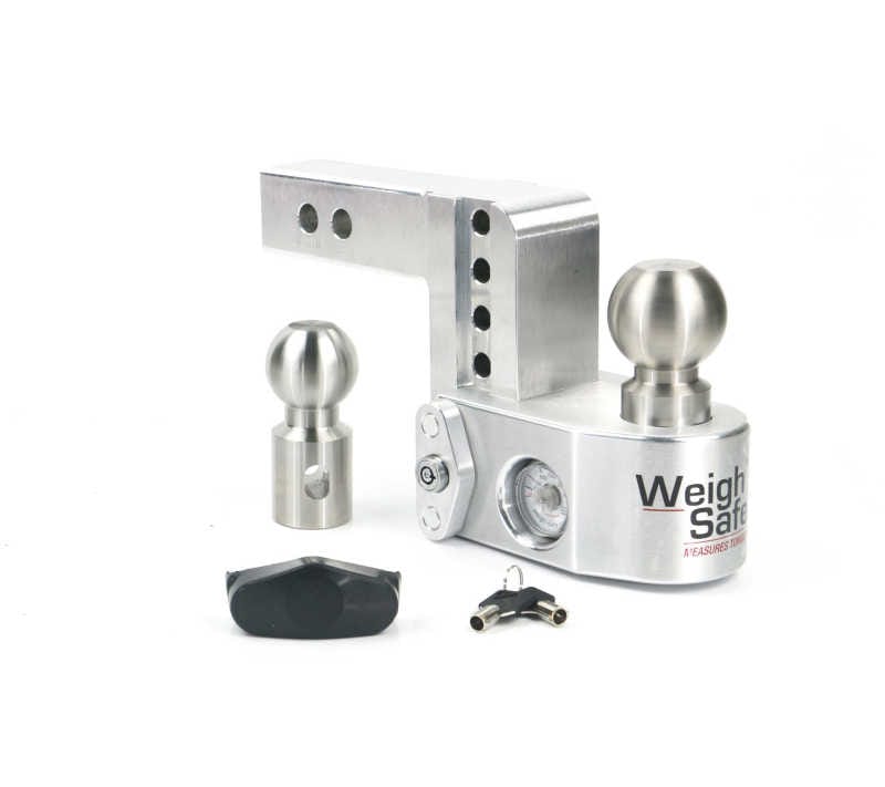 Weigh Safe — Weigh Safe 4in Drop Hitch w/Built-In Scale & 2in Shank (10K/12.5K GTWR) - Aluminum