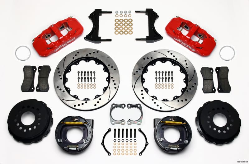 Wilwood — Wilwood AERO4 Rear P-Brake Kit 14.00in Drill Red Big Ford New Style 2.50in Offset
BRAKE KIT