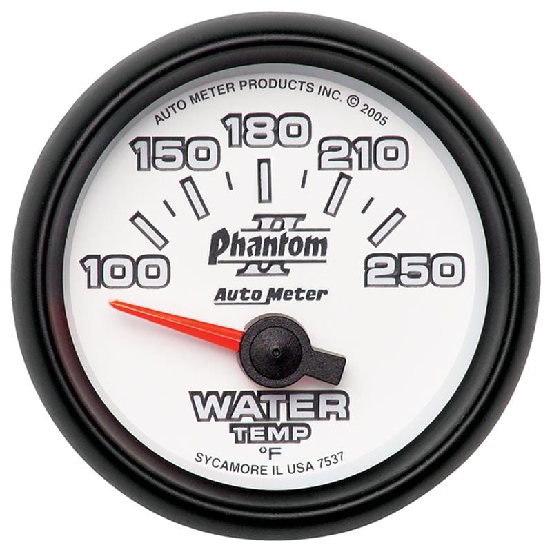 AutoMeter — Autometer Phantom II 52.4mm SSE 100-250 Deg F Water Temperature Gauge
2-1/16" WATER TEMP,